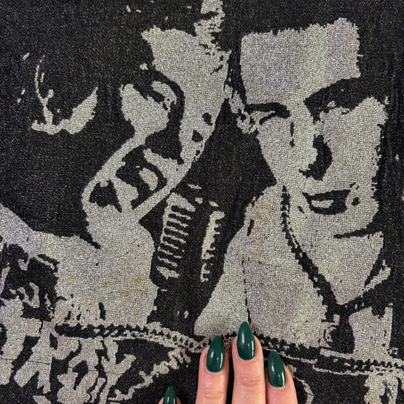 Mosquitohead vintage 90s Y2K mini glitter skirt made in USA graphic sz L black - Picture 12 of 14